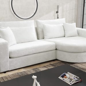 Canapé d'Angle Droite TURIN – Tissu Bouclé Doux