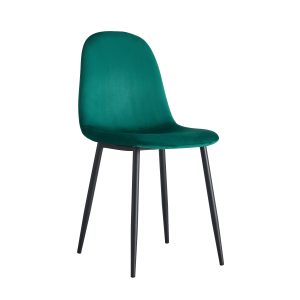 CHAISE SCANDINAVE VELOURS VERT SAPIN PIED NOIR
