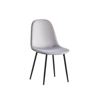 6 CHAISES SCANDINAVE PIED NOIR VELOURS GRIS