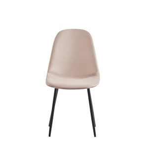 6 CHAISES SCANDINAVE PIED NOIR VELOURS TAUPE