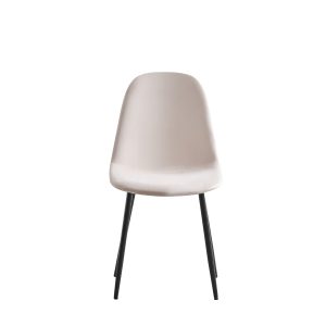 6 CHAISES SCANDINAVE PIED NOIR VELOURS BEIGE
