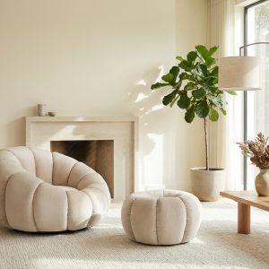 FAUTEUIL PIVOTANT PERLE EN VELOURS BEIGE