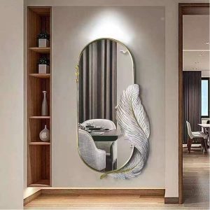 Miroir mural design plume