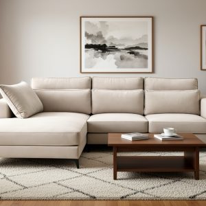 CANAPE ANGLE GAUCHE VELOURS BEIGE