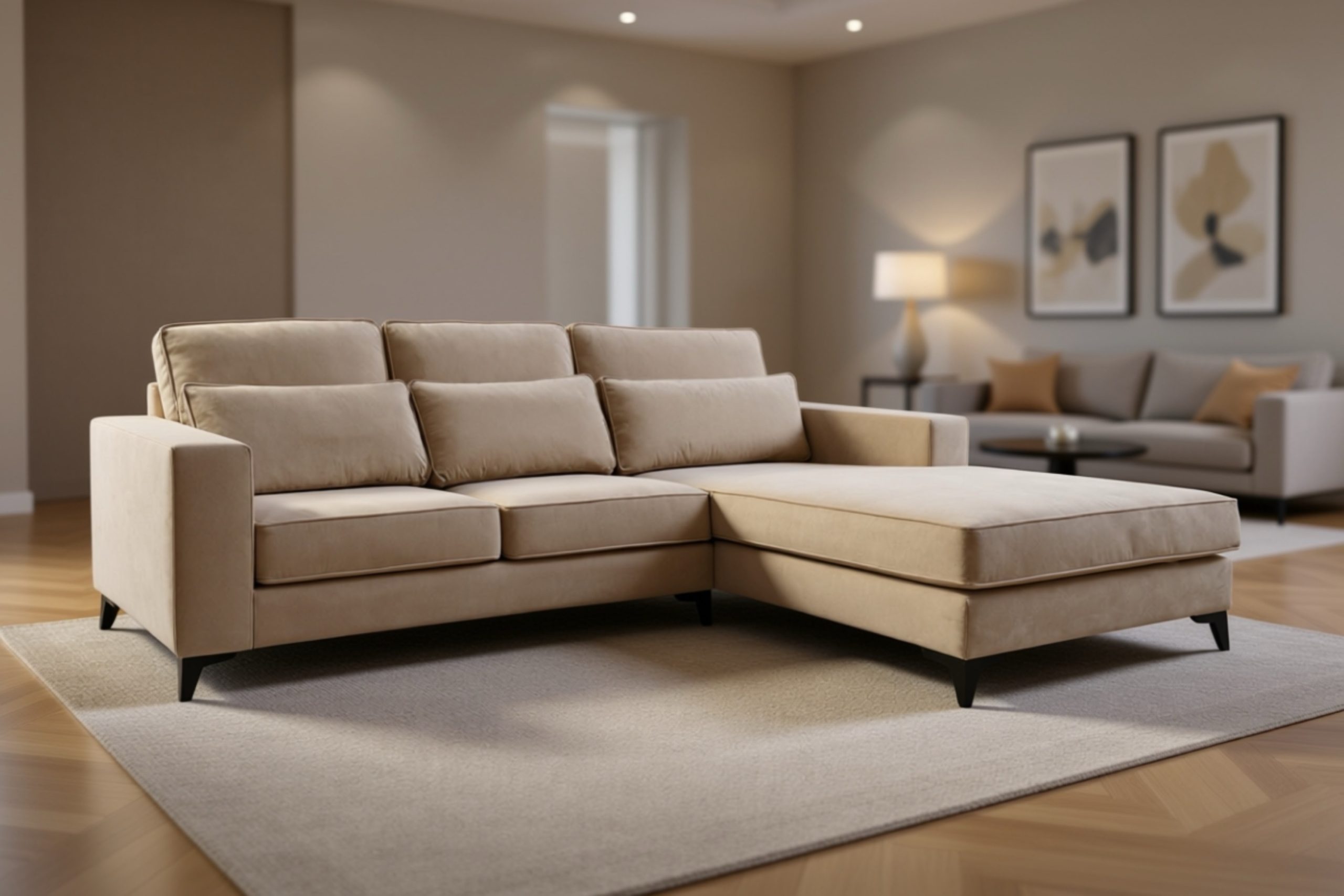 MADRID ANGLE DROIT VELOURS BEIGE