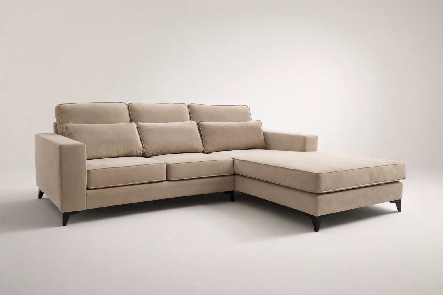 MADRID ANGLE DROIT VELOURS BEIGE – Image 2