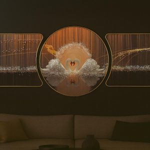 Tableau Rond Oiseaux sur Branche - Art Nature Cercle, Déco Murale Original
