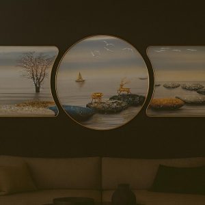 Tableau Rond Mer avec Bateau - Art Marin Cercle, Déco Côtier Originale