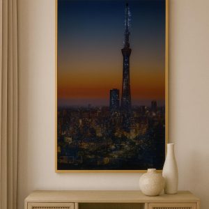 Tableau Coucher de Soleil Tokyo Skytree - Paysage Urbain, Déco Voyage Design