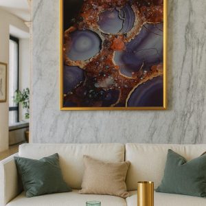 Tableau Sphère Cristal Doré - Art Moderne Abstrait, Déco Luxe