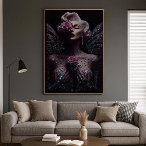 Peinture Artistique Ange Rose - Tableau Fantaisie, Décoration Chambre