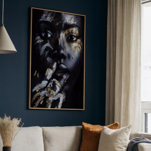 Portrait Femme Africaine Or - Tableau Culturel, Déco Ethnique Chic