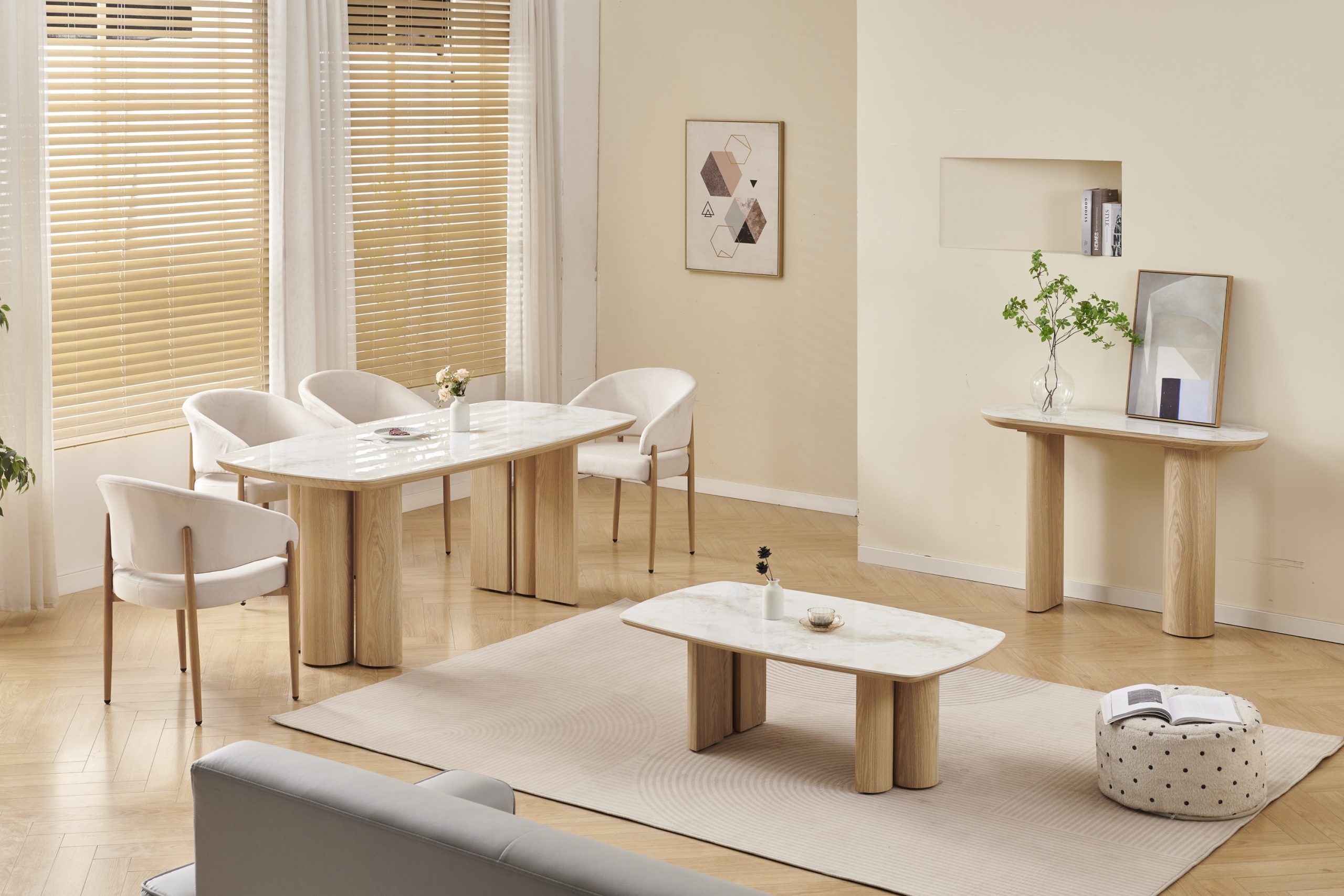 TABLE BASSE TRINITY MARBRE BEIGE – Image 2