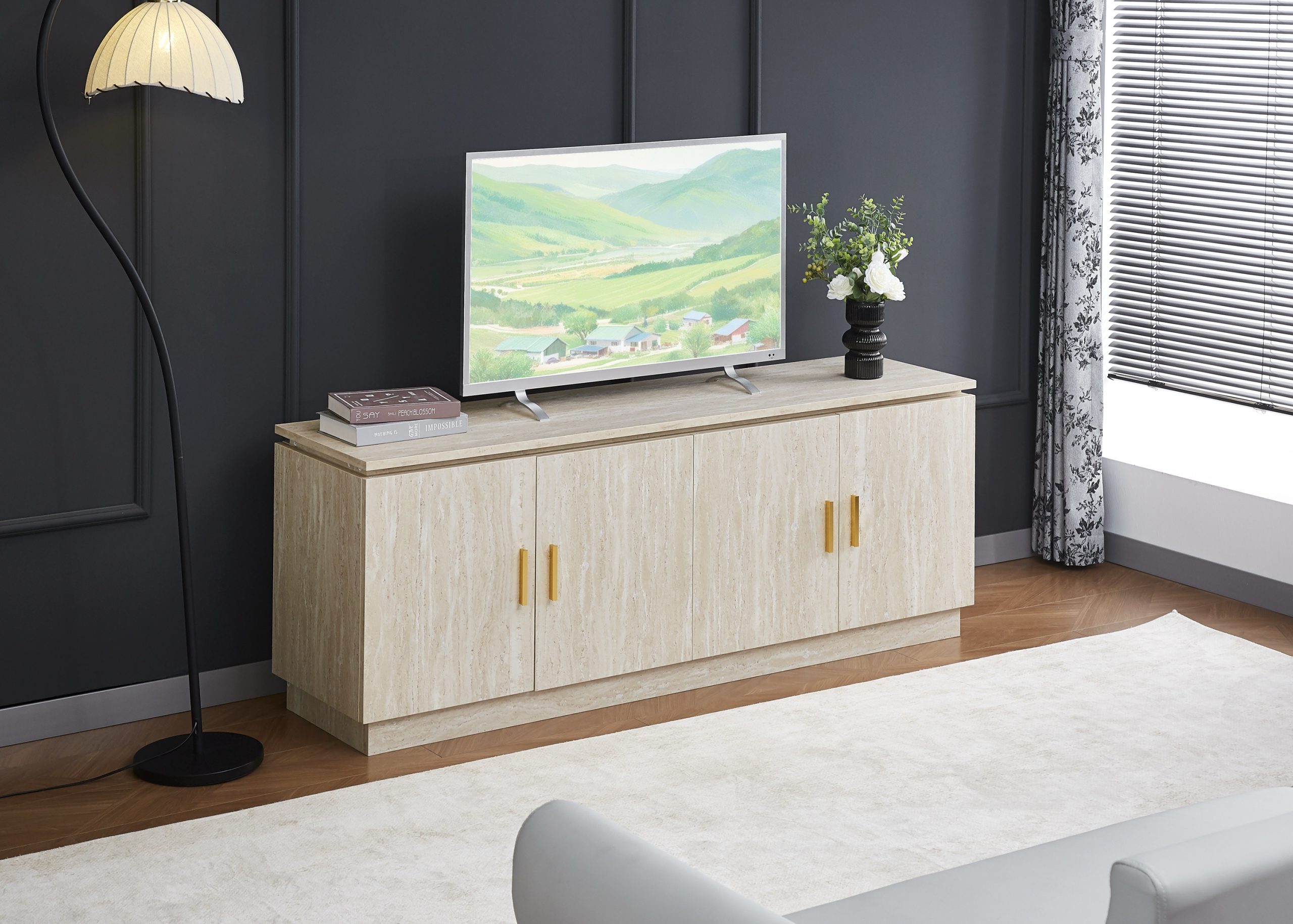 MEUBLE TV BAIETA TRAVERTIN / 1m60