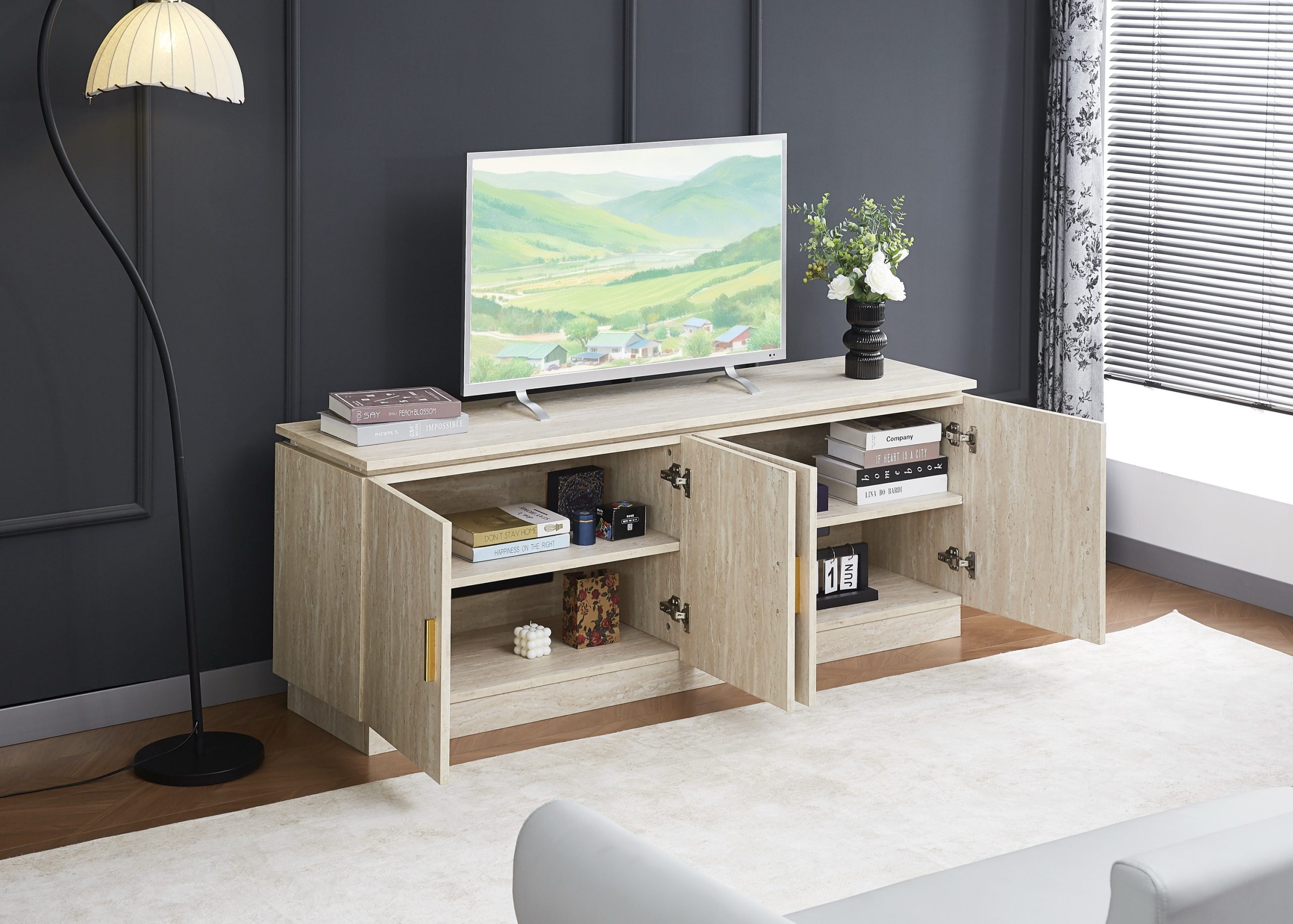 MEUBLE TV BAIETA TRAVERTIN / 1m60 – Image 2